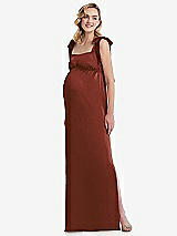 Front View Thumbnail - Auburn Moon Flat Tie-Shoulder Empire Waist Maternity Dress