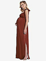 Side View Thumbnail - Auburn Moon Flat Tie-Shoulder Empire Waist Maternity Dress