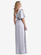 Rear View Thumbnail - Silver Dove One-Shoulder Flutter Sleeve Maternity Dress