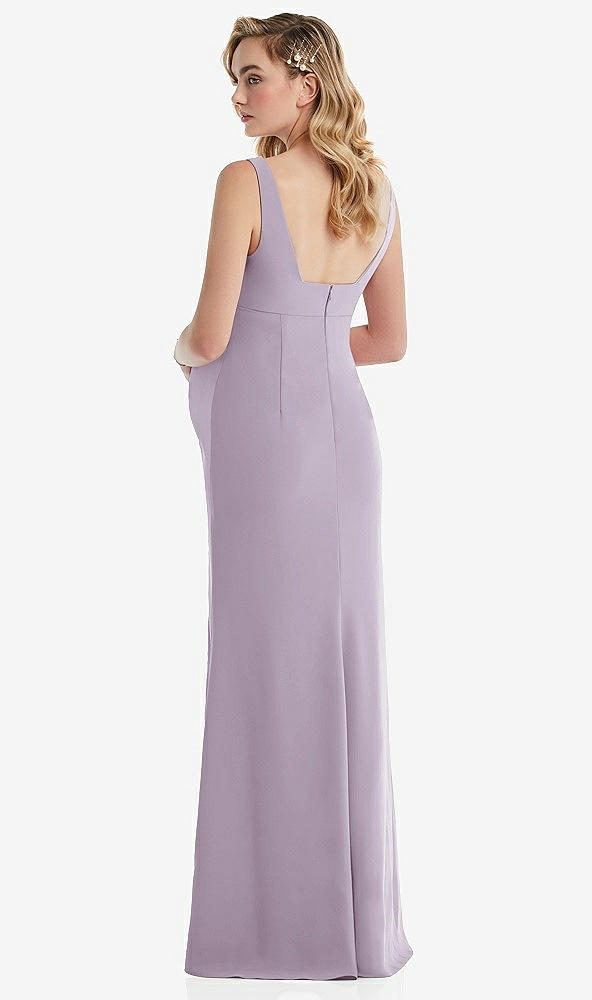 Back View - Lilac Haze Wide Strap Square Neck Maternity Trumpet Gown
