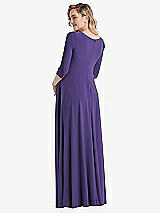 Rear View Thumbnail - Regalia - PANTONE Ultra Violet 3/4 Sleeve Wrap Bodice Maternity Dress
