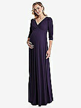 Front View Thumbnail - Concord 3/4 Sleeve Wrap Bodice Maternity Dress