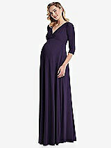 Side View Thumbnail - Concord 3/4 Sleeve Wrap Bodice Maternity Dress