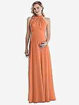 Front View Thumbnail - Sweet Melon Scarf Tie High Neck Halter Chiffon Maternity Dress