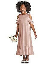 Alt View 1 Thumbnail - Toasted Sugar Ruffled Cold Shoulder Flower Girl Dress