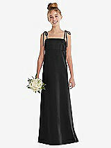 Front View Thumbnail - Black Tie Shoulder Empire Waist Junior Bridesmaid Dress