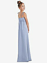 Rear View Thumbnail - Sky Blue Tie Shoulder Empire Waist Junior Bridesmaid Dress