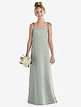 Front View Thumbnail - Willow Green Tie Shoulder Empire Waist Junior Bridesmaid Dress
