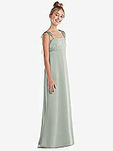 Side View Thumbnail - Willow Green Tie Shoulder Empire Waist Junior Bridesmaid Dress