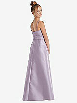 Rear View Thumbnail - Lilac Haze Spaghetti Strap Satin Junior Bridesmaid Dress with Mini Sash