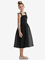 Side View Thumbnail - Black Tie Shoulder Pleated Full Skirt Junior Bridesmaid Dress