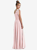 Rear View Thumbnail - Ballet Pink One-Shoulder Scarf Bow Chiffon Junior Bridesmaid Dress