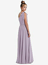 Rear View Thumbnail - Lilac Haze One-Shoulder Scarf Bow Chiffon Junior Bridesmaid Dress