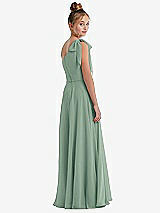 Rear View Thumbnail - Seagrass One-Shoulder Scarf Bow Chiffon Junior Bridesmaid Dress