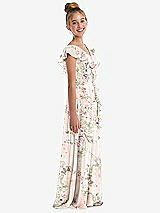 Side View Thumbnail - Blush Garden Cascading Ruffle Full Skirt Chiffon Junior Bridesmaid Dress