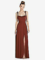 Front View Thumbnail - Auburn Moon Tie Shoulder A-Line Maxi Dress with Pockets