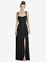 Front View Thumbnail - Black Tie Shoulder A-Line Maxi Dress with Pockets