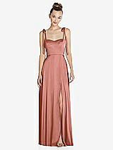 Front View Thumbnail - Desert Rose Tie Shoulder A-Line Maxi Dress with Pockets