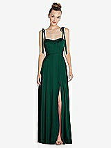 Front View Thumbnail - Hunter Green Tie Shoulder A-Line Maxi Dress with Pockets