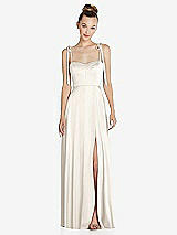 Front View Thumbnail - Ivory Tie Shoulder A-Line Maxi Dress with Pockets