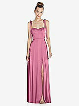 Front View Thumbnail - Orchid Pink Tie Shoulder A-Line Maxi Dress with Pockets