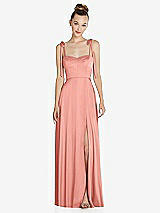 Front View Thumbnail - Rose - PANTONE Rose Quartz Tie Shoulder A-Line Maxi Dress with Pockets