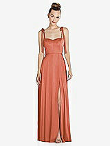 Front View Thumbnail - Terracotta Copper Tie Shoulder A-Line Maxi Dress with Pockets