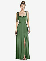Front View Thumbnail - Vineyard Green Tie Shoulder A-Line Maxi Dress with Pockets
