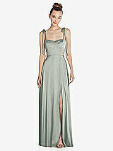 Front View Thumbnail - Willow Green Tie Shoulder A-Line Maxi Dress with Pockets