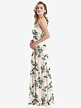 Side View Thumbnail - Palm Beach Print Cuffed Strapless Maxi Dress with Front Slit