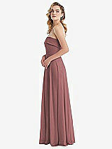 Side View Thumbnail - Rosewood Cuffed Strapless Maxi Dress with Front Slit