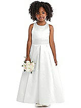 Front View Thumbnail - White Sleeveless Pleated Skirt Satin Flower Girl Dress