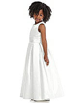 Side View Thumbnail - White Sleeveless Pleated Skirt Satin Flower Girl Dress