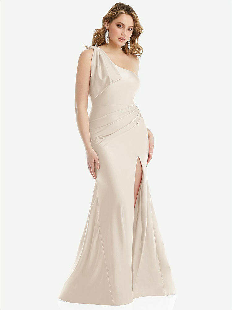 One-shoulder Satin Maxi Bridesmaid Dress With Chic Oversized 