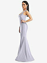 Side View Thumbnail - Silver Dove Square Neck Stretch Satin Mermaid Dress with Slight Train
