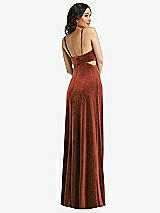 Rear View Thumbnail - Auburn Moon Spaghetti Strap Cutout Midriff Velvet Maxi Dress