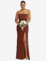 Alt View 2 Thumbnail - Auburn Moon Strapless Overlay Bodice Crepe Maxi Dress with Front Slit