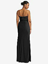 Rear View Thumbnail - Black Strapless Overlay Bodice Crepe Maxi Dress with Front Slit