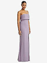 Side View Thumbnail - Lilac Haze Strapless Overlay Bodice Crepe Maxi Dress with Front Slit