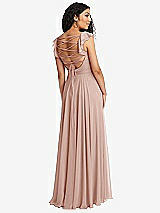 Front View Thumbnail - Toasted Sugar Shirred Cross Bodice Lace Up Open-Back Maxi Dress with Flutter Sleeves