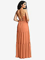 Rear View Thumbnail - Sweet Melon Drawstring Bodice Gathered Tie Open-Back Maxi Dress with Tiered Skirt