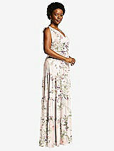 Alt View 2 Thumbnail - Blush Garden Bow-Shoulder Faux Wrap Maxi Dress with Tiered Skirt