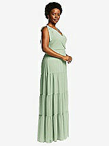 Alt View 2 Thumbnail - Celadon Bow-Shoulder Faux Wrap Maxi Dress with Tiered Skirt