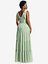 Alt View 3 Thumbnail - Celadon Bow-Shoulder Faux Wrap Maxi Dress with Tiered Skirt