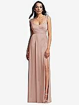 Front View Thumbnail - Toasted Sugar Open Neck Cross Bodice Cutout  Maxi Dress with Front Slit