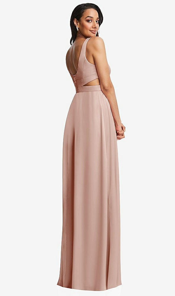 Back View - Toasted Sugar Open Neck Cross Bodice Cutout  Maxi Dress with Front Slit
