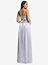 Rear View Thumbnail - Silver Dove Lace Up Tie-Back Corset Maxi Dress with Front Slit
