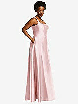 Alt View 2 Thumbnail - Ballet Pink Boned Corset Closed-Back Satin Gown with Full Skirt and Pockets