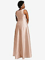Alt View 3 Thumbnail - Cameo Boned Corset Closed-Back Satin Gown with Full Skirt and Pockets