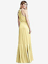 Alt View 3 Thumbnail - Pale Yellow Tie-Neck Halter Maxi Dress with Asymmetric Cascade Ruffle Skirt